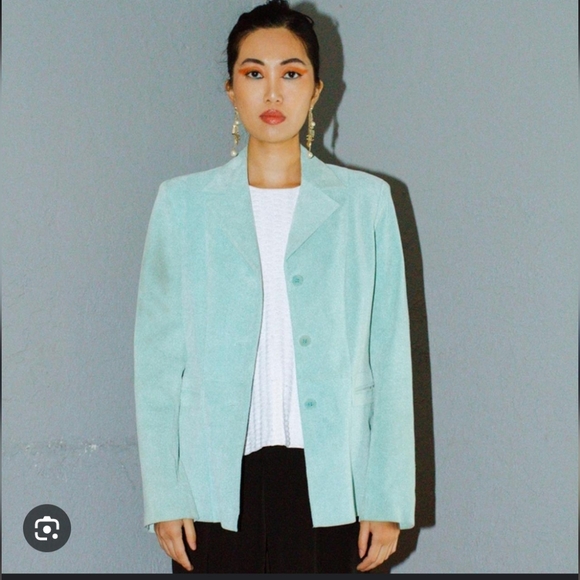 Liz Claiborne Jackets & Blazers - Vintage Liz Claiborne Women's Light Blue Suede Jacket_M